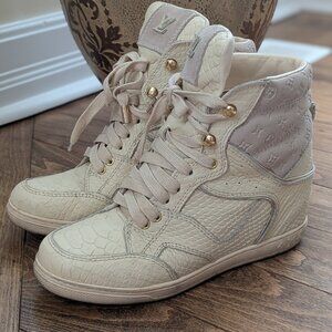 Louis Vuitton Monogram High-Top Sneakers Cream Leather